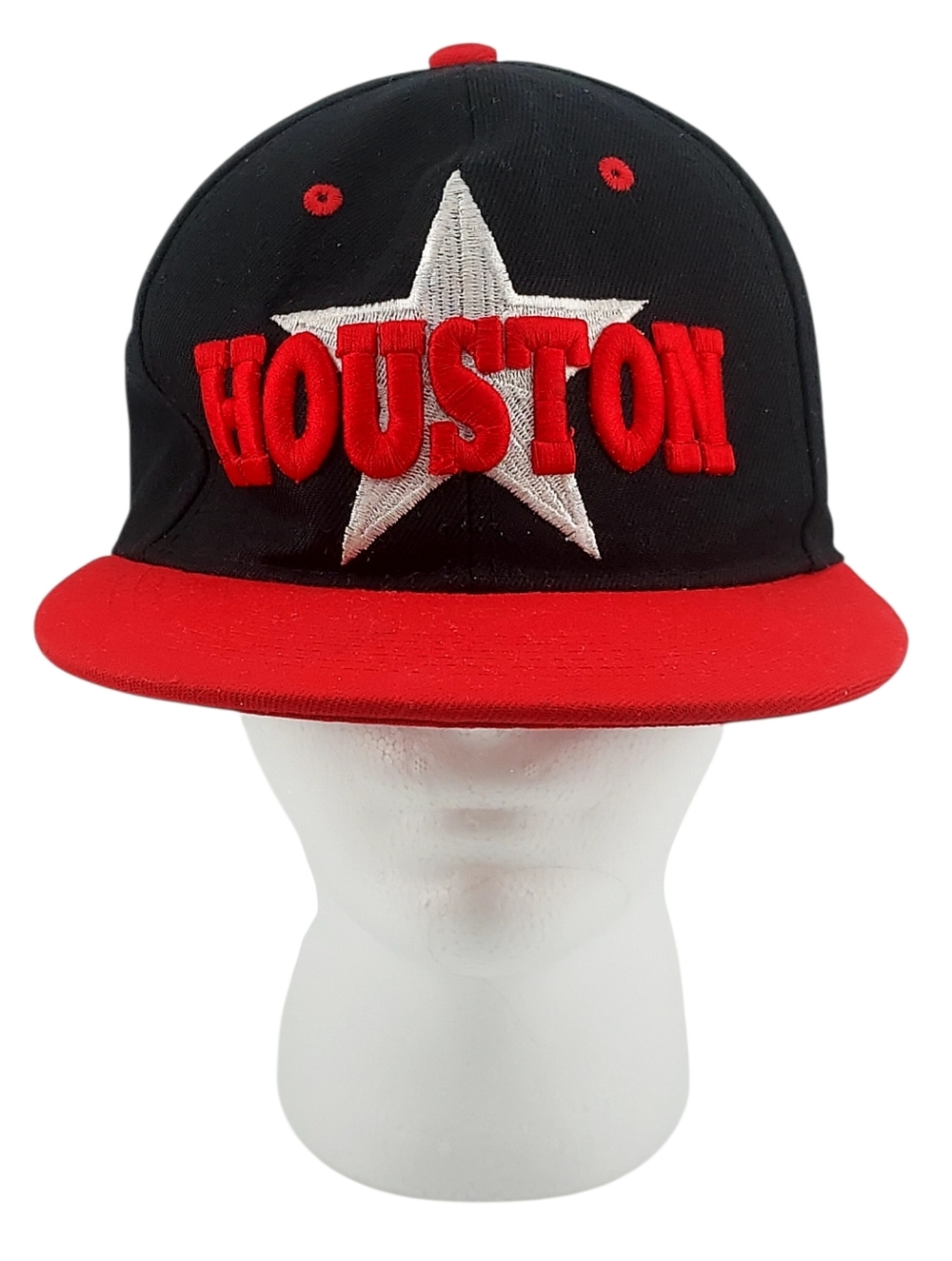 L.O.G.A. Menl M Black Red Fitted Houston Texas H-Town Star Streetwear Cap Hat